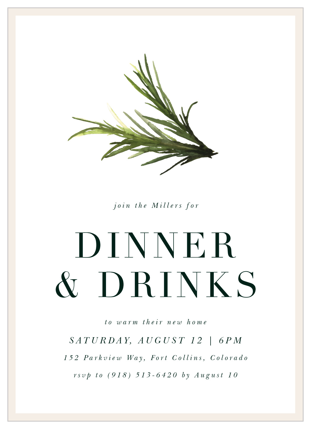 Herbal Sprig Housewarming Invitations