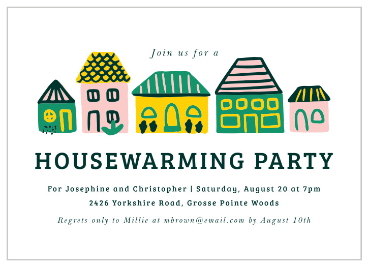 Invite your friends and family over to your new place with the Little Houses Housewarming Invitations! 