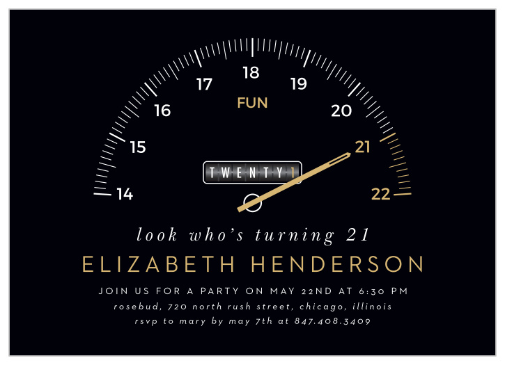 Kick your party into overdrive with our Auto Odometer Milestone Birthday Invitations. 