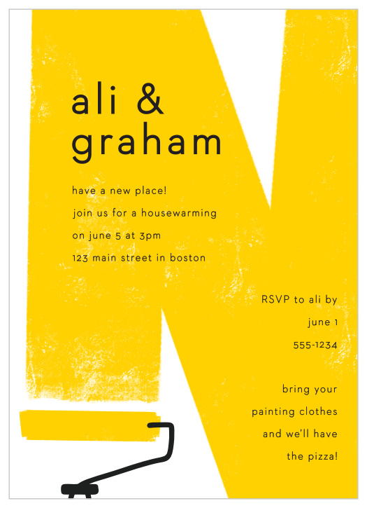 Announce your new humble abode with our Wet Paint Housewarming Invitations!