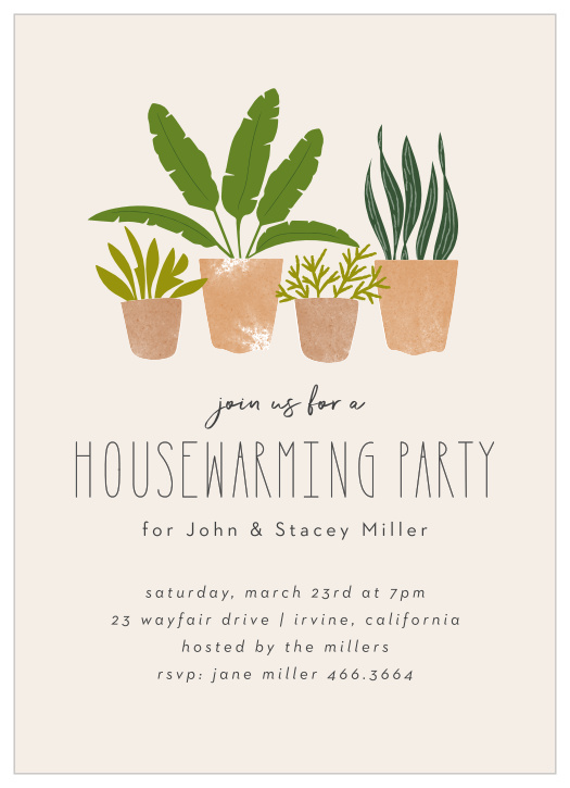 Our Potted Plants Housewarming Invitations are the perfect way to surround yourself with your friends and family in your new home!
