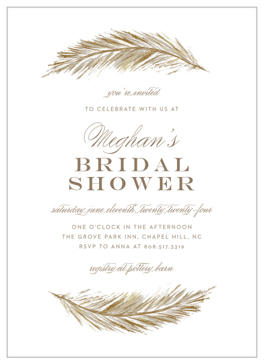 Bring your favorite people together to celebrate before the big day with our Falling Feather Bridal Shower Invitations.