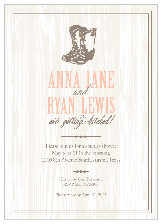 Customize this Butch Cassidy Bridal Shower Invitation with all your favorite colors and even change the font to your liking!