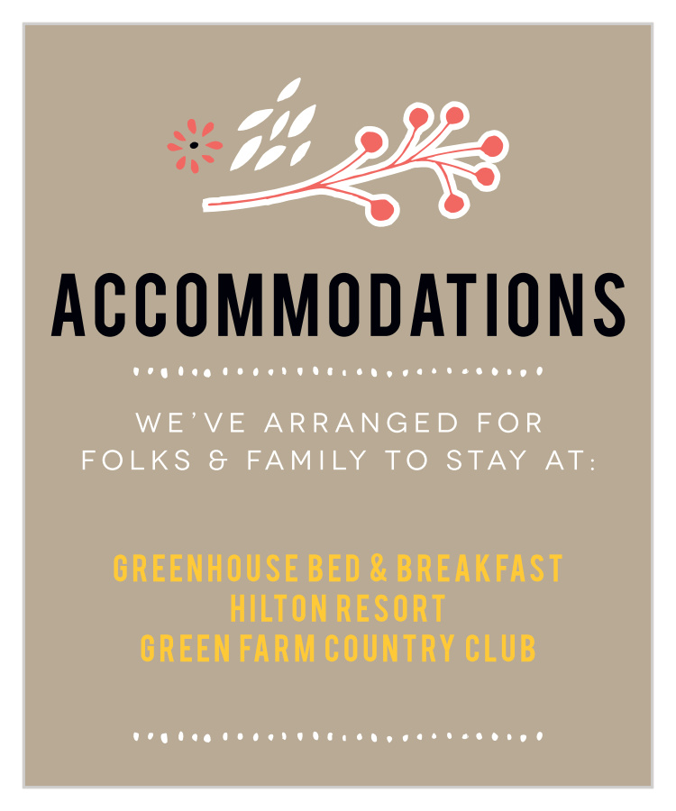 Flowering Love Accommodation Cards