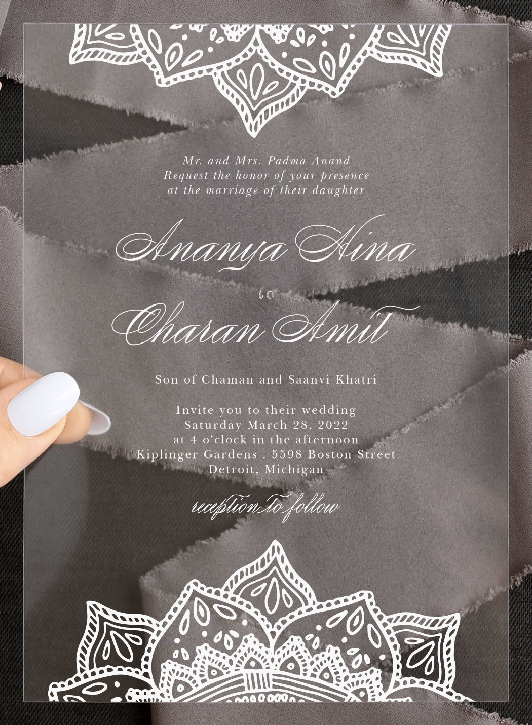 Indian Mandala Clear Wedding Invitations