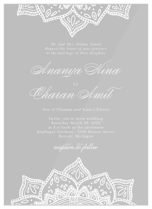 Indian Mandala Clear Wedding Invitations