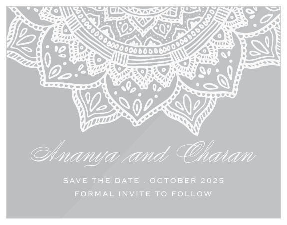 Your guests will fall in love with our Indian Mandala Wedding Clear Save the Date Cards.