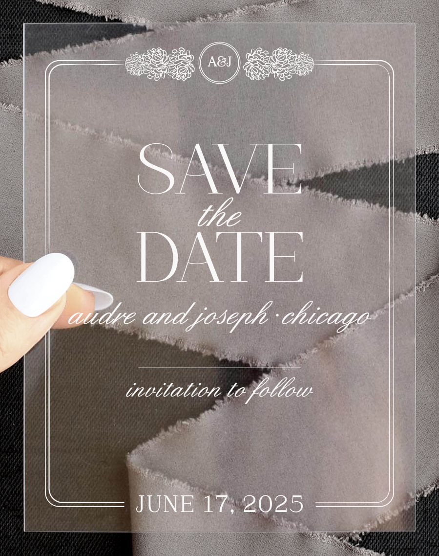 Floral Nouveau Clear Save the Date Cards