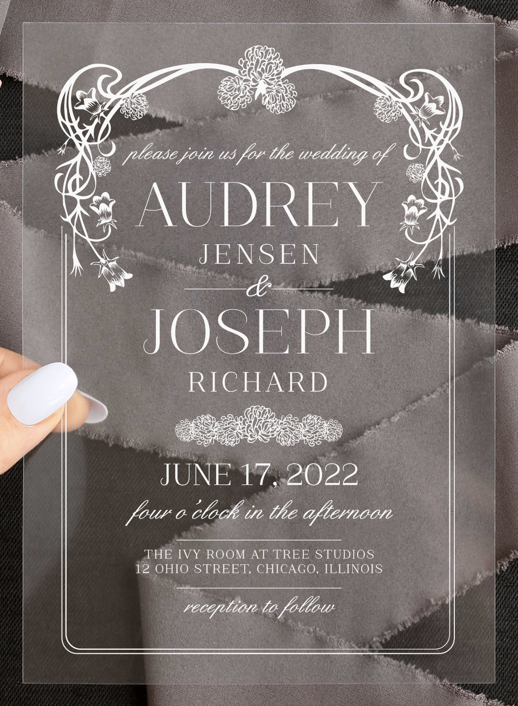 Floral Nouveau Clear Wedding Invitations