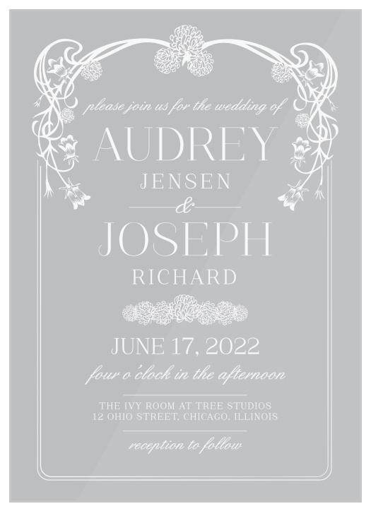 Floral Nouveau Clear Wedding Invitations