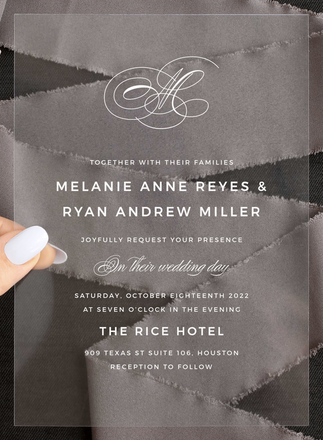 Monogram Simplicity Clear Wedding Invitations