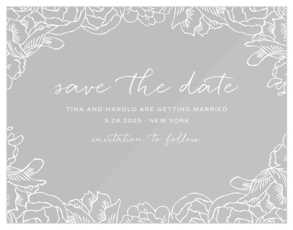 Our Elegant Blooms Clear Save-the-Date Cards ensure that your loved ones mark their calendars well in advance of your special day.