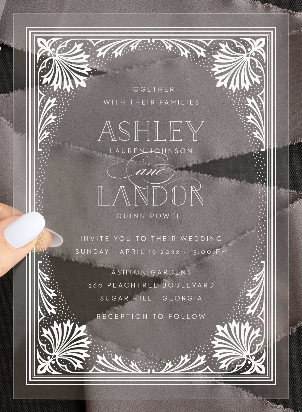 Filigree Frame Clear Wedding Invitations
