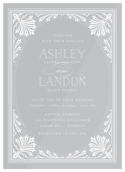 Our Filigree Frame Clear Wedding Invitations are the perfect way to surround yourself with your friends and family for your wedding fun!