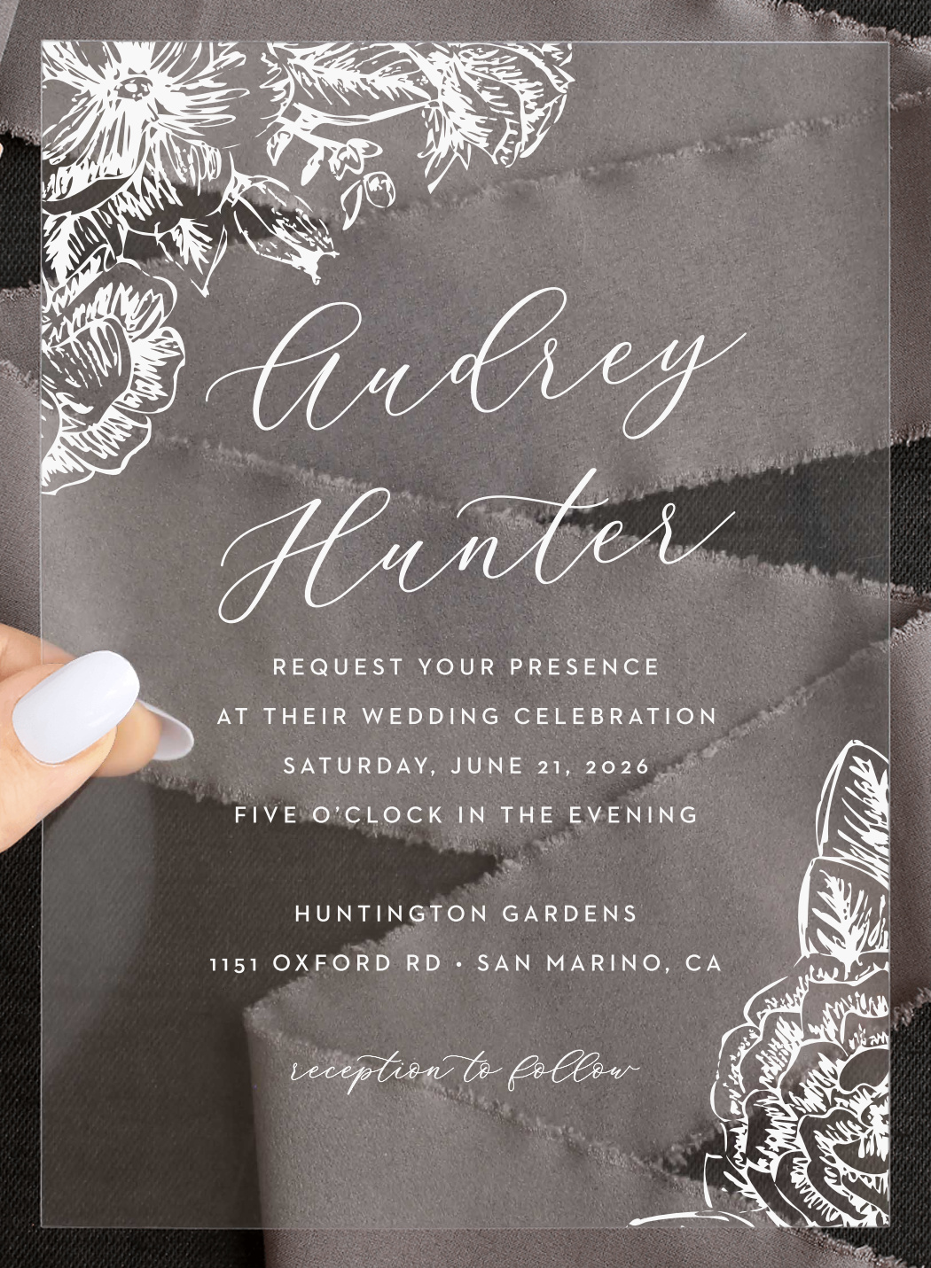 Golden Wildflowers Clear Wedding Invitations