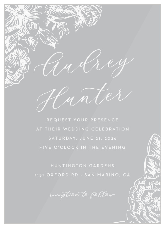 Golden Wildflowers Clear Wedding Invitations