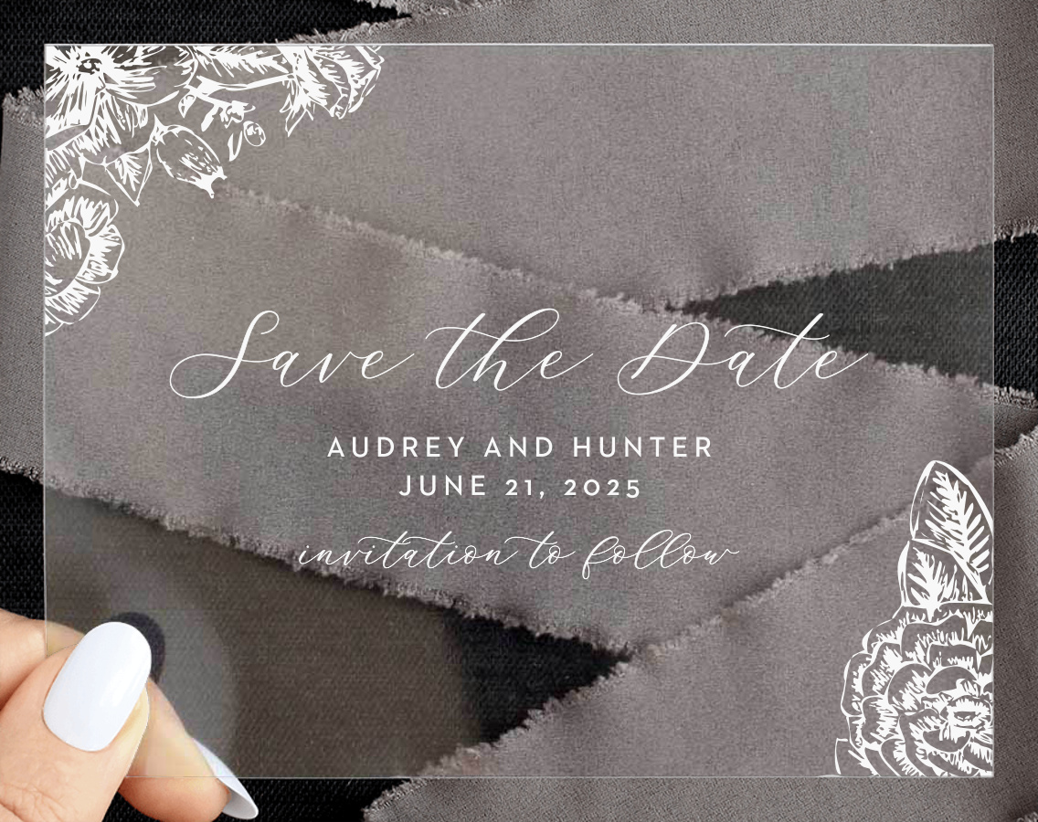 Golden Wildflowers Clear Save the Date Cards