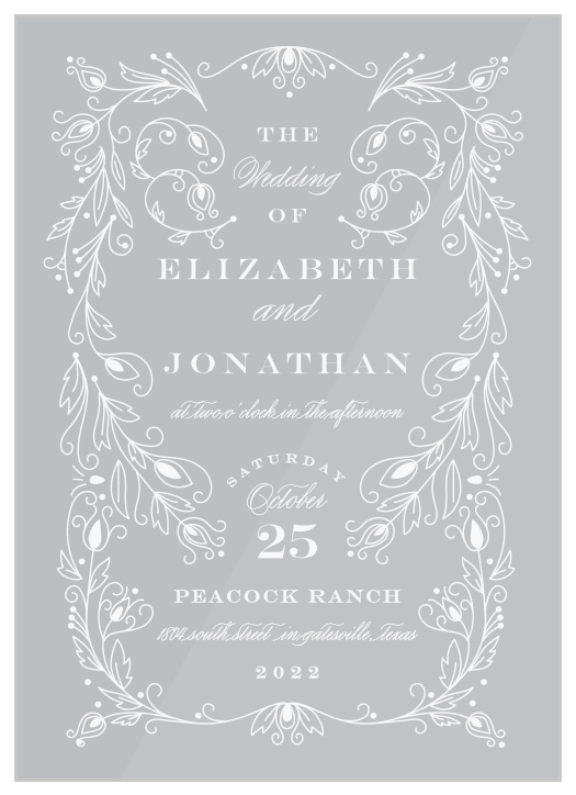 Peacock Flourish Clear Wedding Invitations