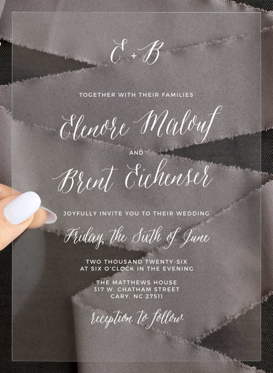 Rustic Script Clear Wedding Invitations