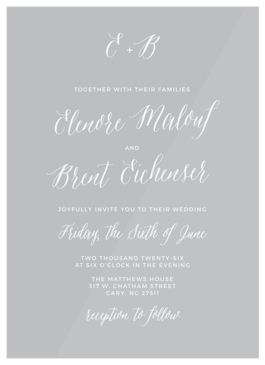 Rustic Script Clear Wedding Invitations