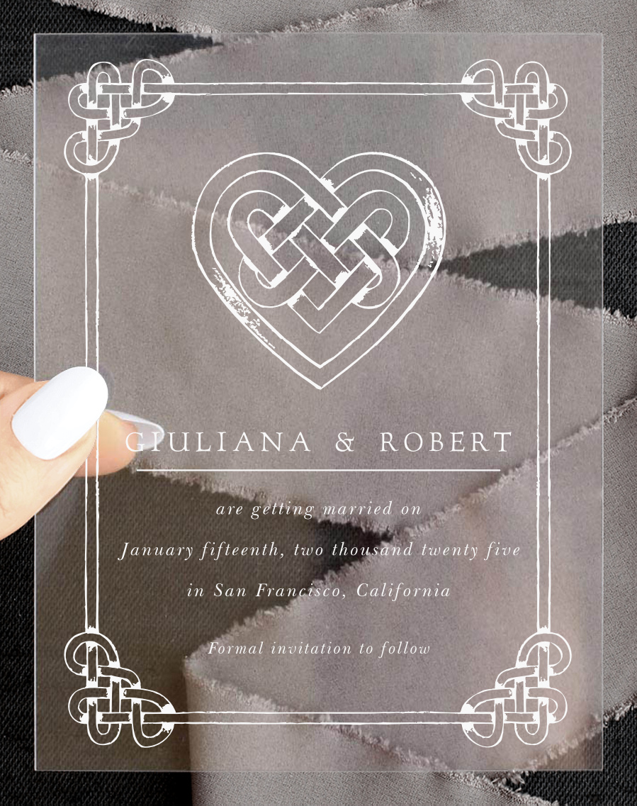 Celtic Knot Clear Save the Date Cards