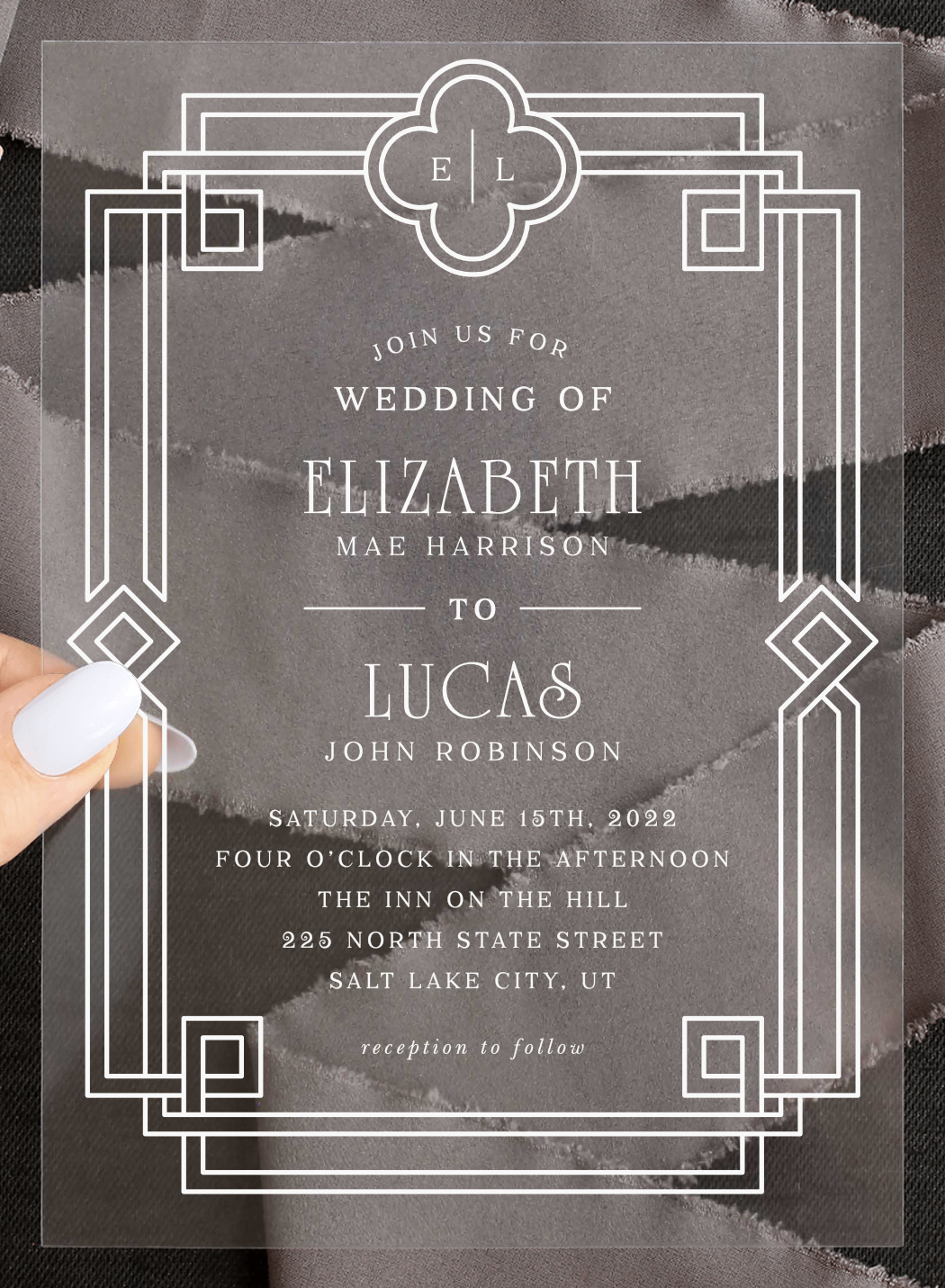 Irish Deco Clear Wedding Invitations