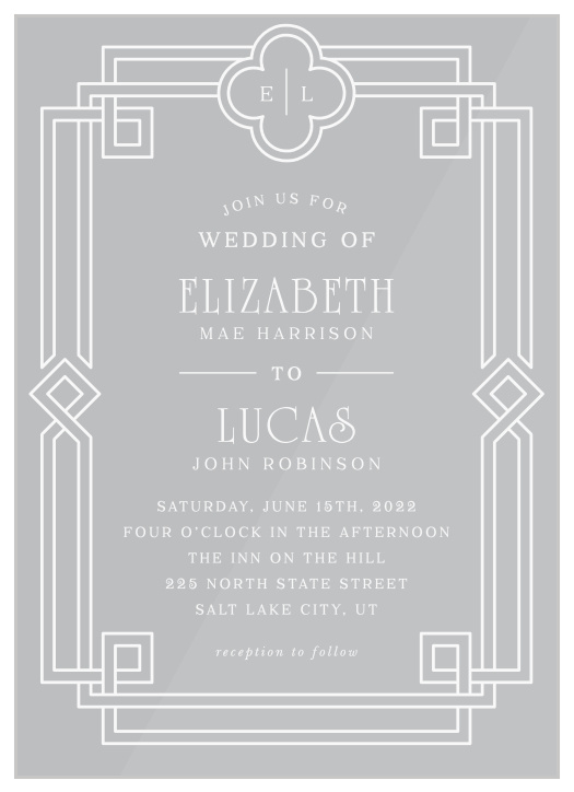 Irish Deco Clear Wedding Invitations