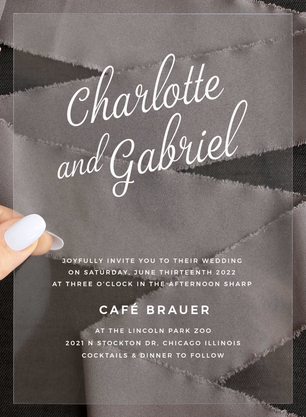 Script Emblem Clear Wedding Invitations