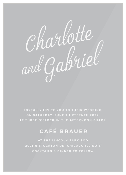Our Script Emblem Clear Wedding Invitations are the perfect way to surround yourself with your friends and family for your wedding celebrations!