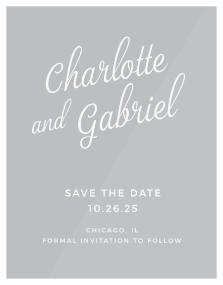 Our Script Emblem Save-The-Date Cards are the perfect way to make sure your out-of-town guests make it to your big day!