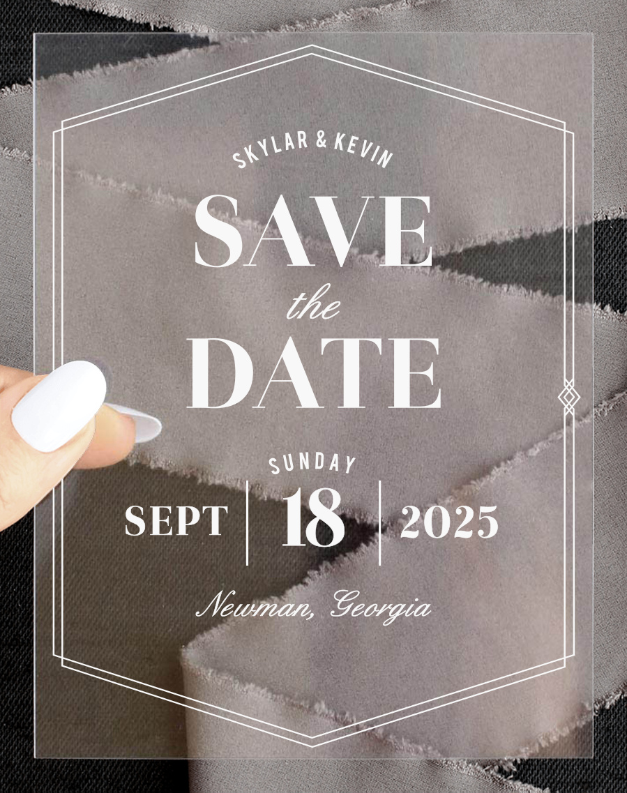 Deco Glam Clear Save the Date Cards