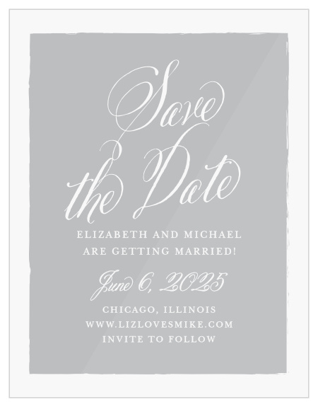 Announce your wedding in style with our Calligraphy Script Clear Save the Date Cards.