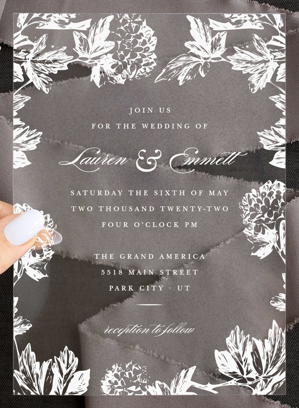 Hydrangea Frame Clear Wedding Invitations