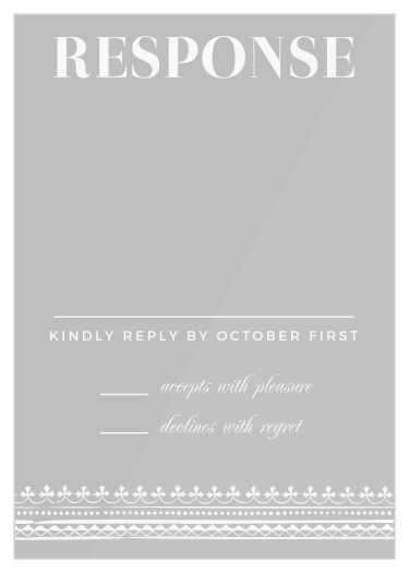 Prepare and plan for every possible guest with the antiquated styling of our Vintage Admission Clear Response Cards.
