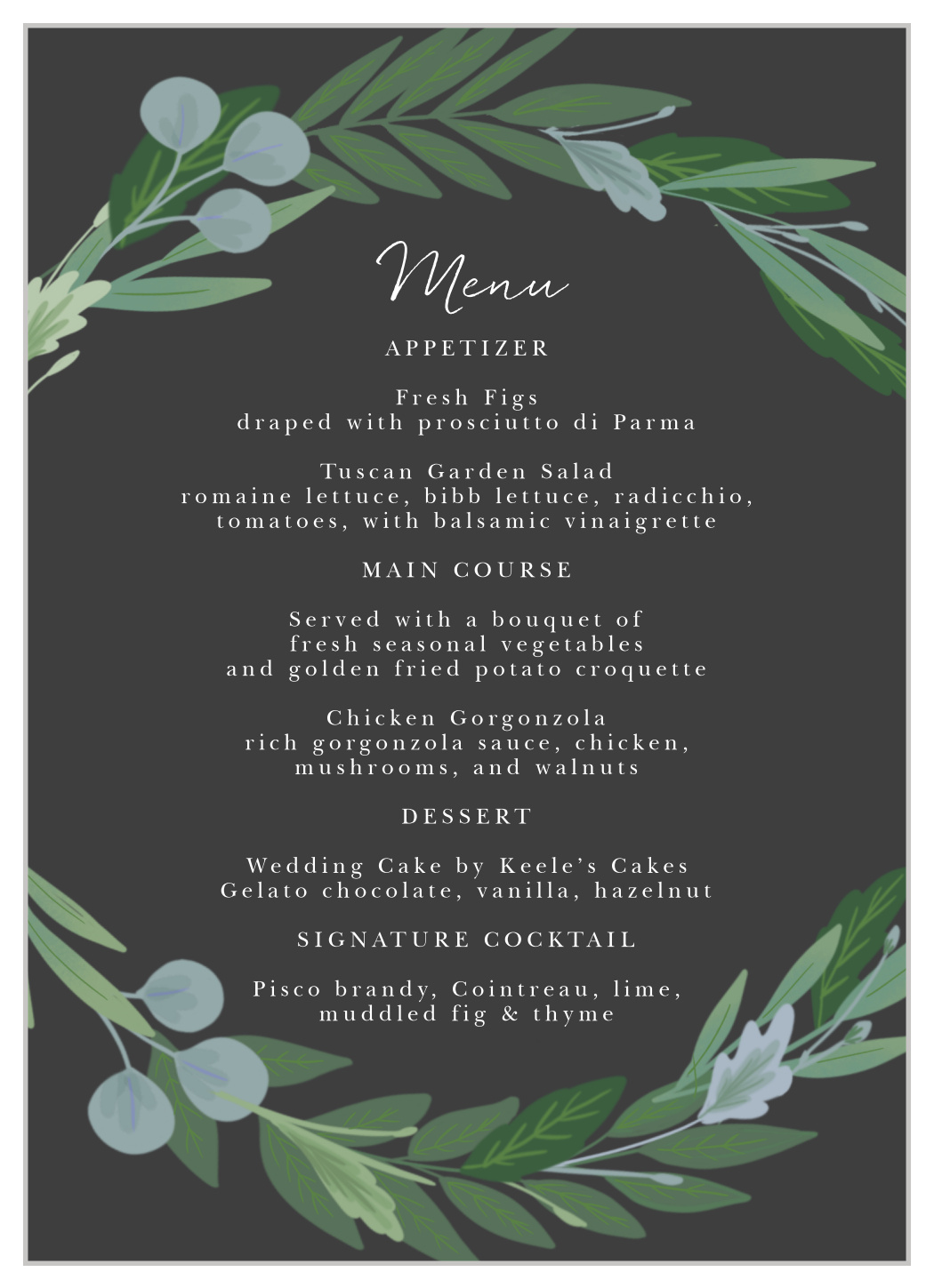 Bloom Abound Wedding Menus