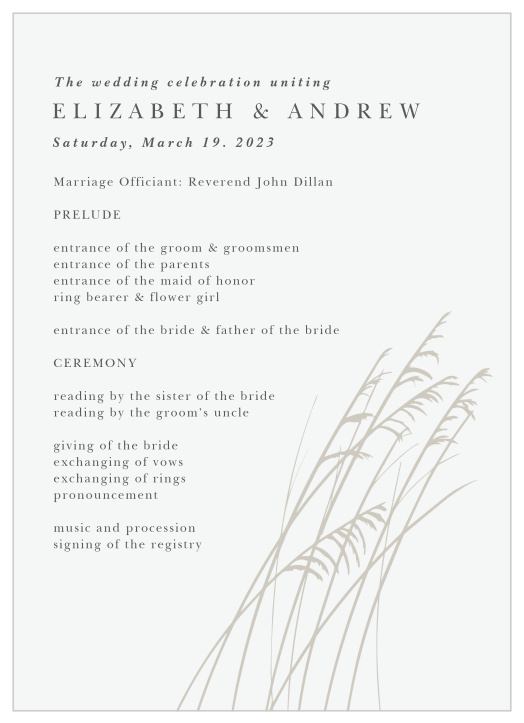 Sweet Carolina Wedding Programs