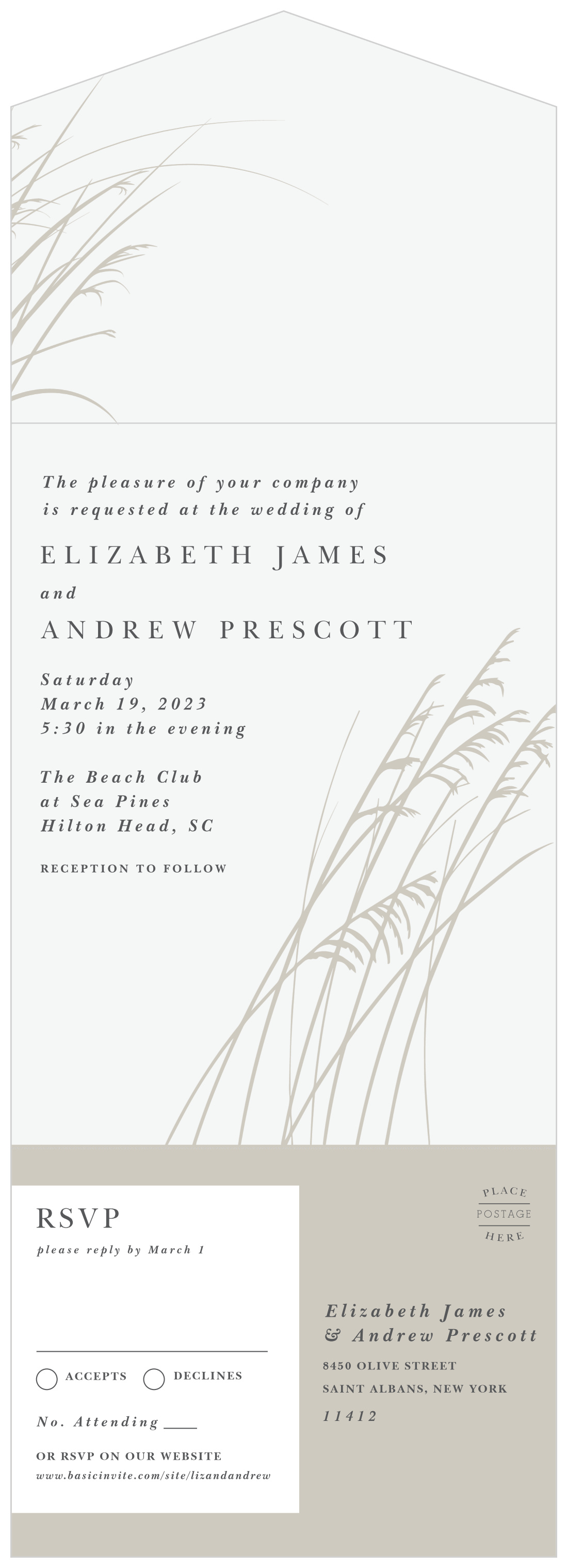 Sweet Carolina Seal & Send Wedding Invitations