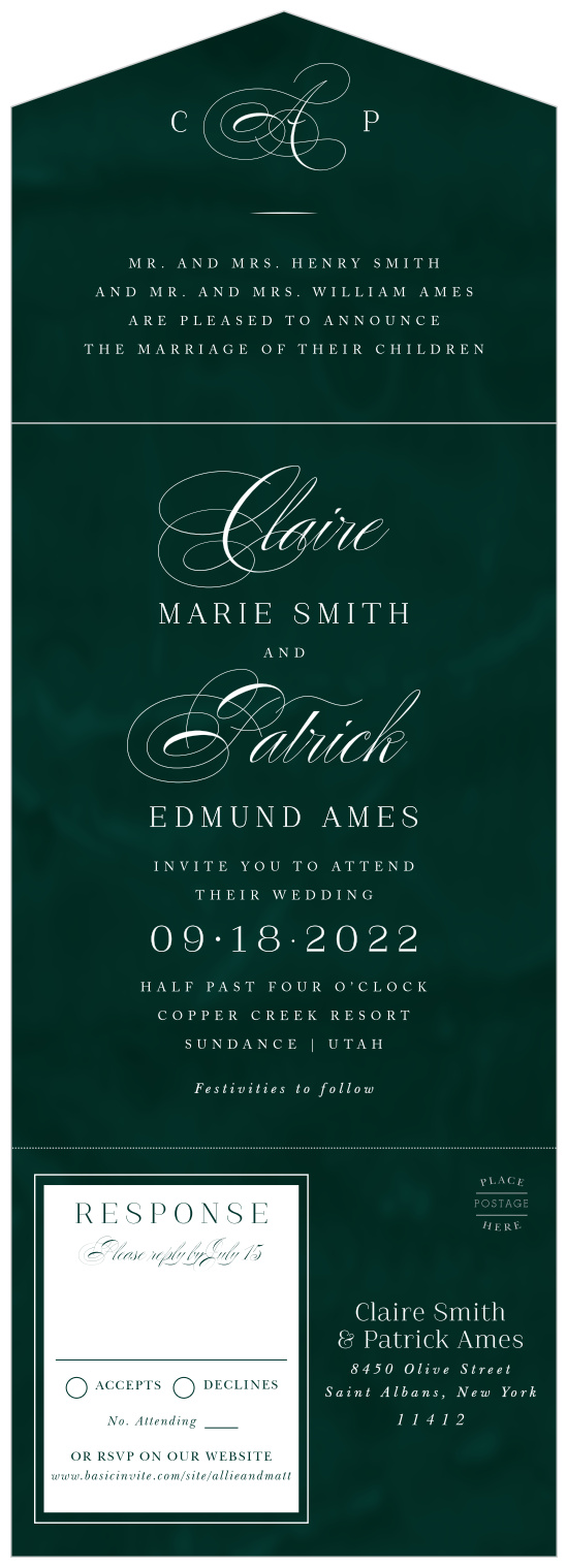 Our Formal Velveteen Seal and Send Wedding Invitations are the perfect way to stand out to your guests!