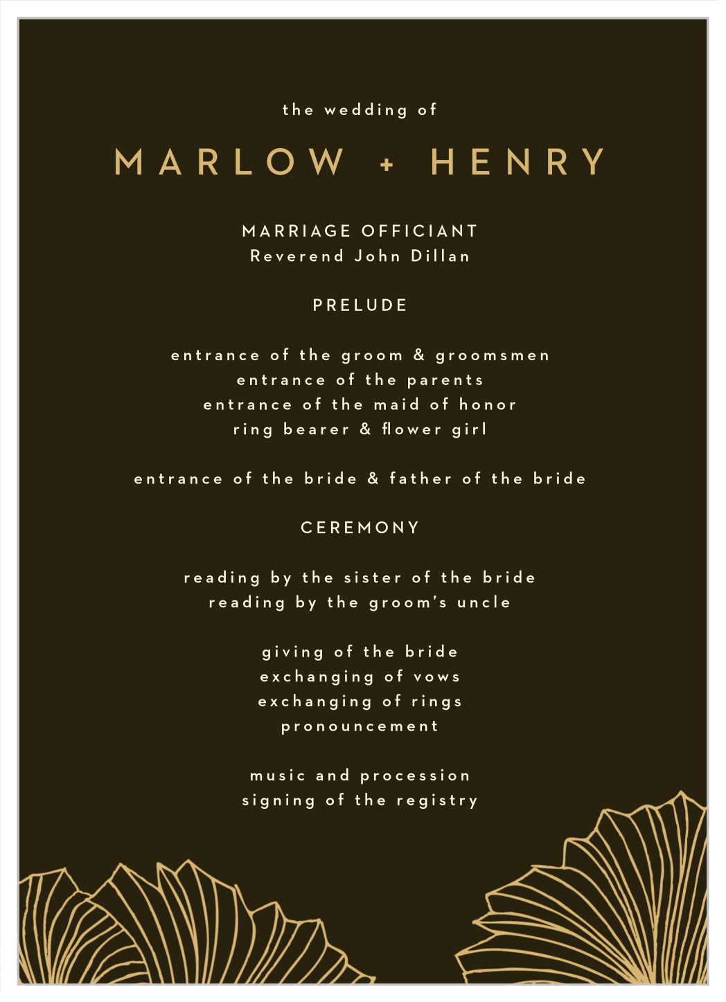 Ginkgo Leaves Wedding Programs