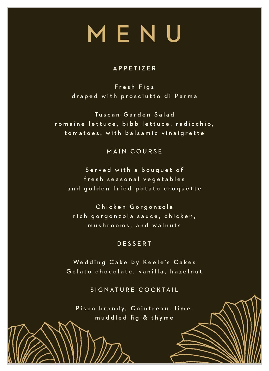 Ginkgo Leaves Wedding Menus