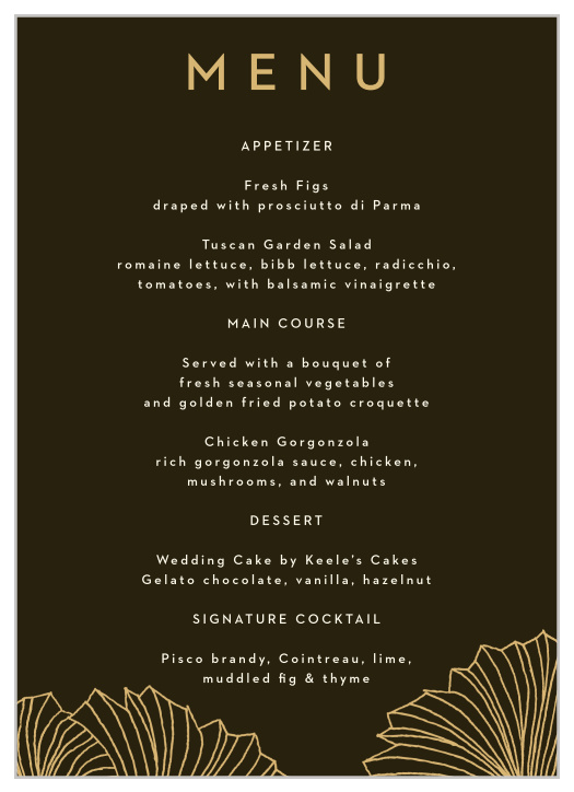 Ginkgo Leaves Wedding Menus