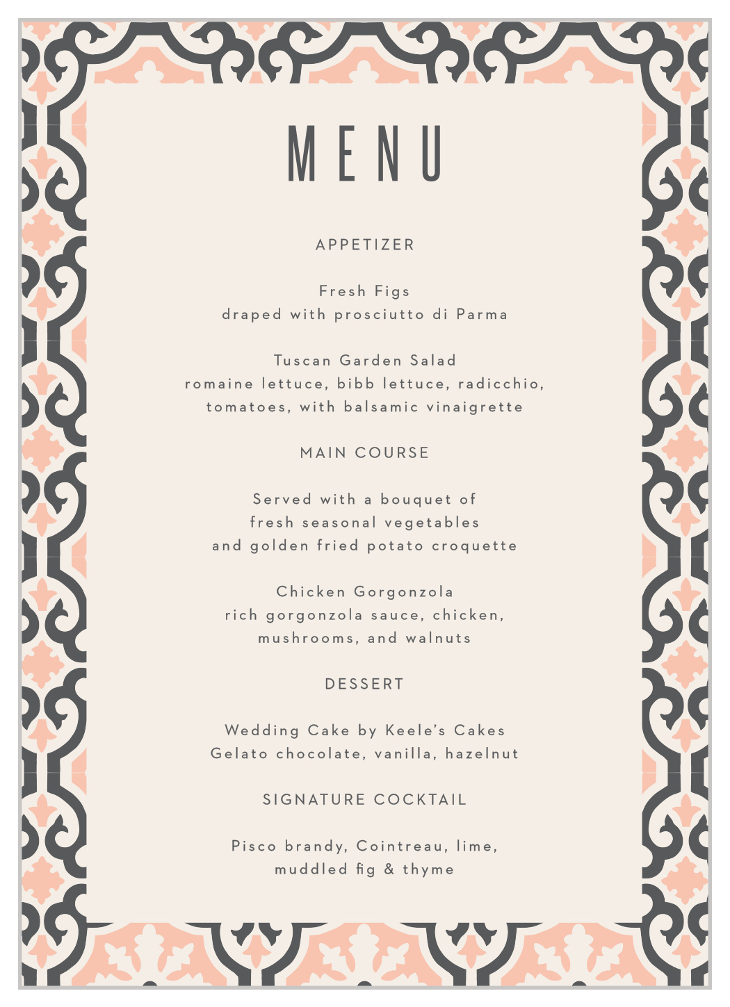 Moroccan Medley Wedding Menus
