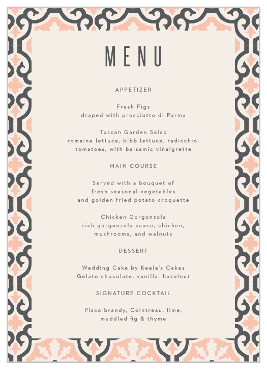 Moroccan Medley Wedding Menus