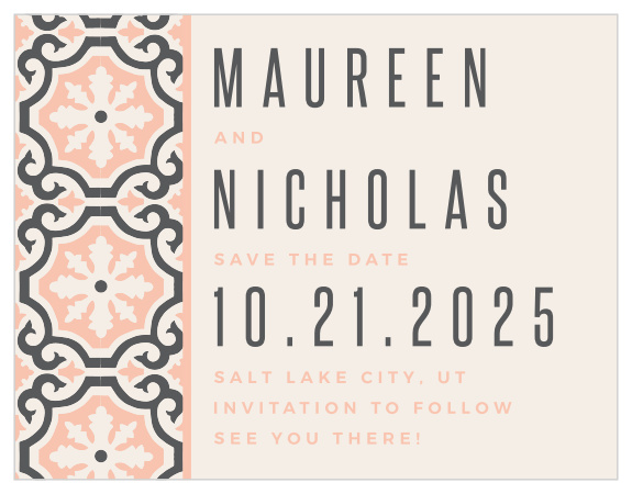 Announce your wedding in style with our Moroccan Medley Save the Date Cards.