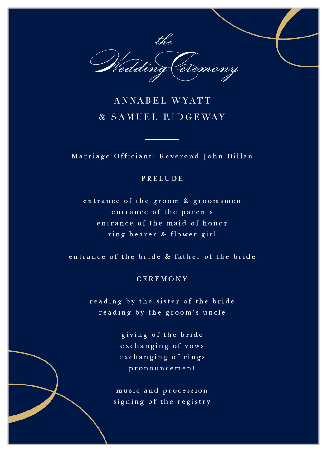 Twirling Ribbons Wedding Programs
