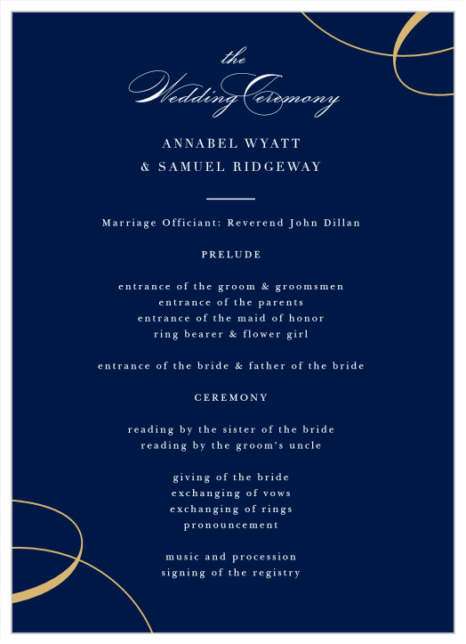 Choose our Twirling Ribbons Wedding Programs to keep all of your guests on track with the events of your special day.