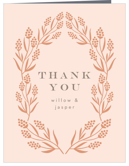 The presence and support of your family and friends were important to you, share your gratitude with them with our Gilded Hyacinth Wedding Thank You Cards. 