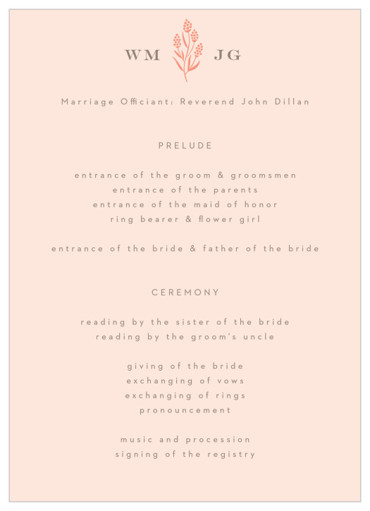 Our Gilded Hyacinth Wedding Programs help guide your close friends and family through every step of your ceremony.