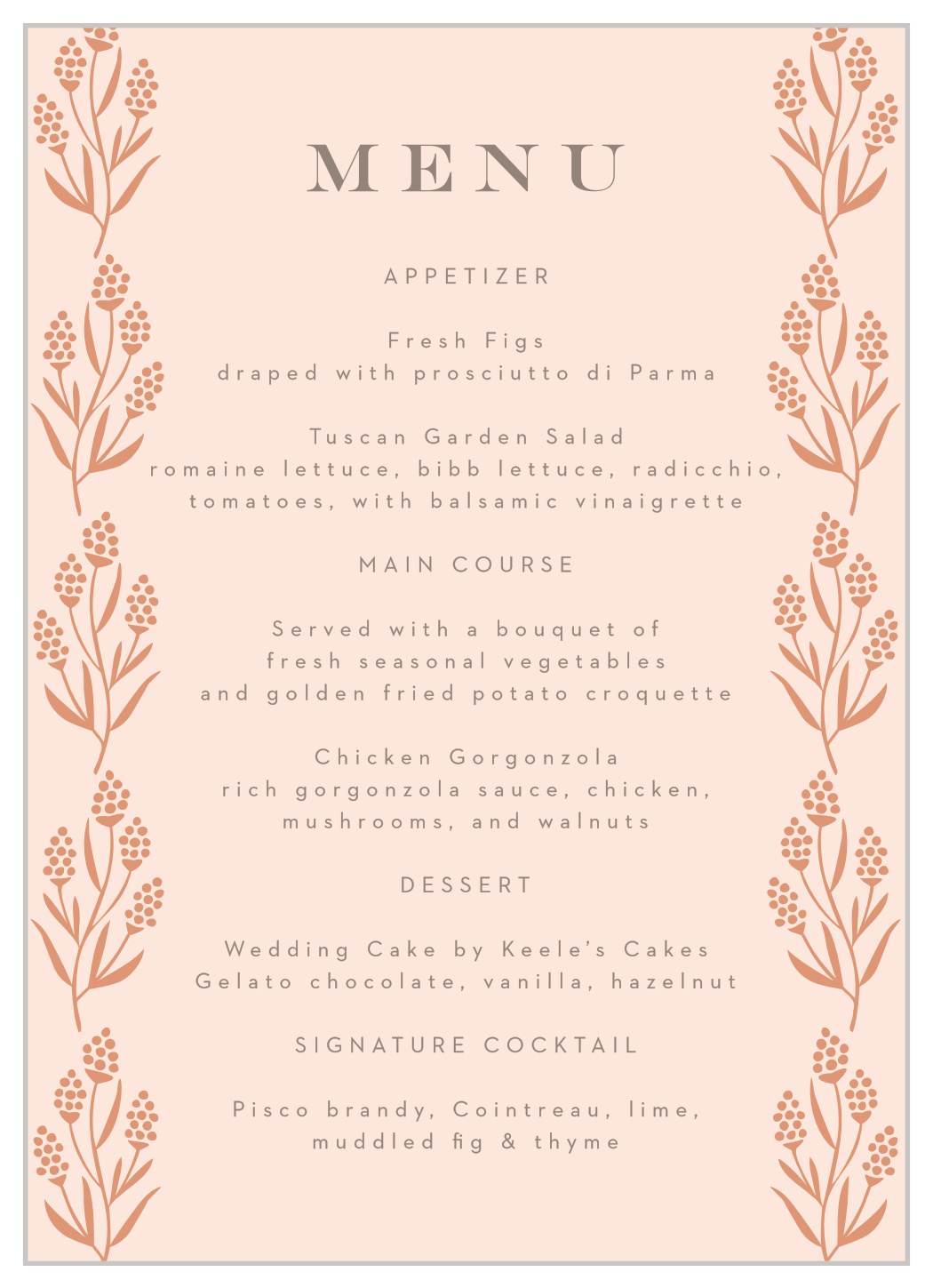 Gilded Hyacinth Wedding Menus