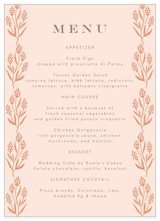 Gilded Hyacinth Wedding Menus